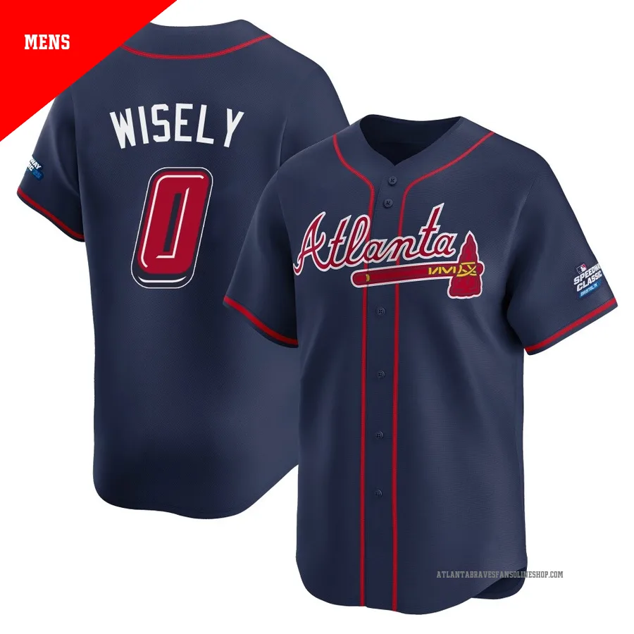 Atlanta Braves ＃0 Brett Wisely Men's Limited 2025 Speedway Classic Alternate Jersey - Navy
