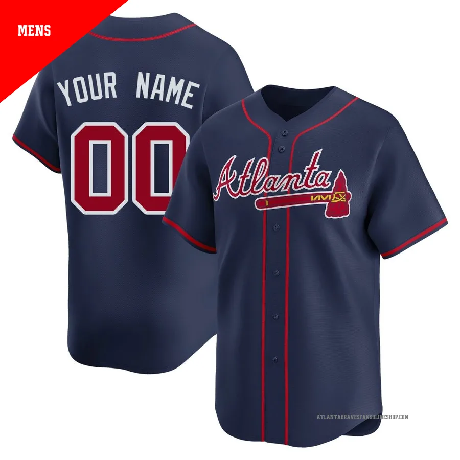 Atlanta Braves ＃00 Custom Men's Limited Alternate Jersey - Navy