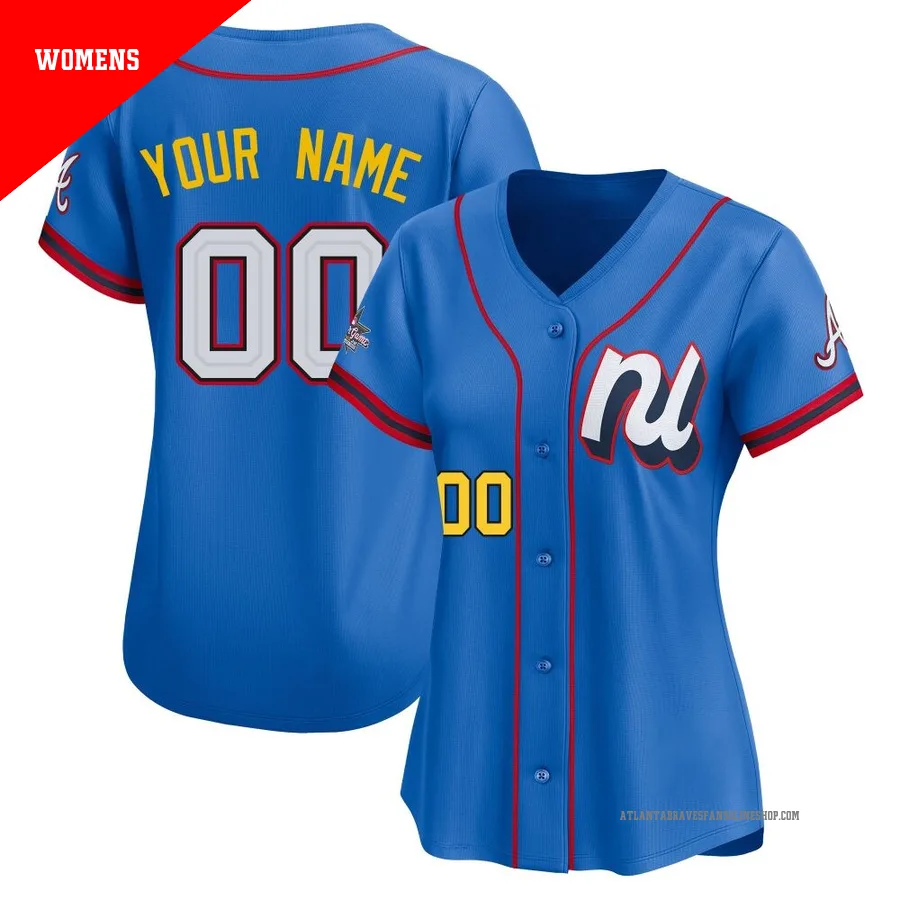 Atlanta Braves ＃00 Custom Women's Limited National League 2025 All-Star Edition Jersey - Blue