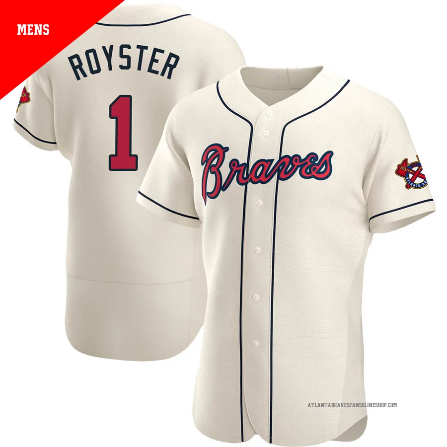 Atlanta Braves ＃1 Jerry Royster Men's Authentic Alternate Jersey - Cream