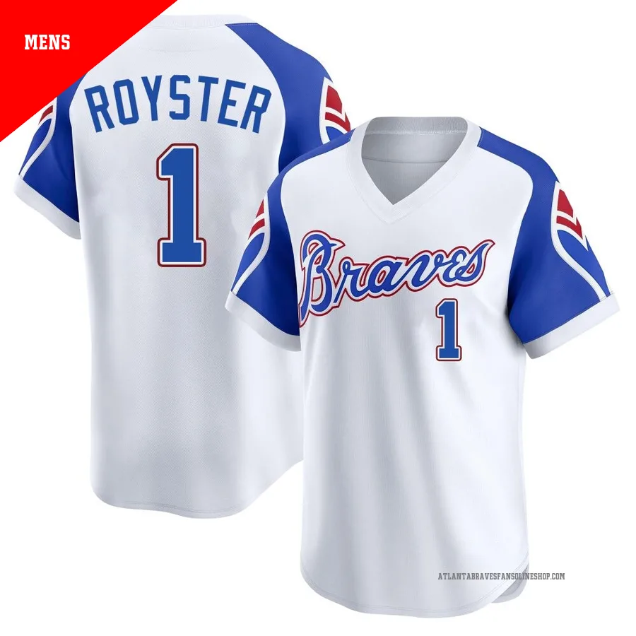 Atlanta Braves ＃1 Jerry Royster Men's Limited Throwback Cooperstown Collection Jersey - White