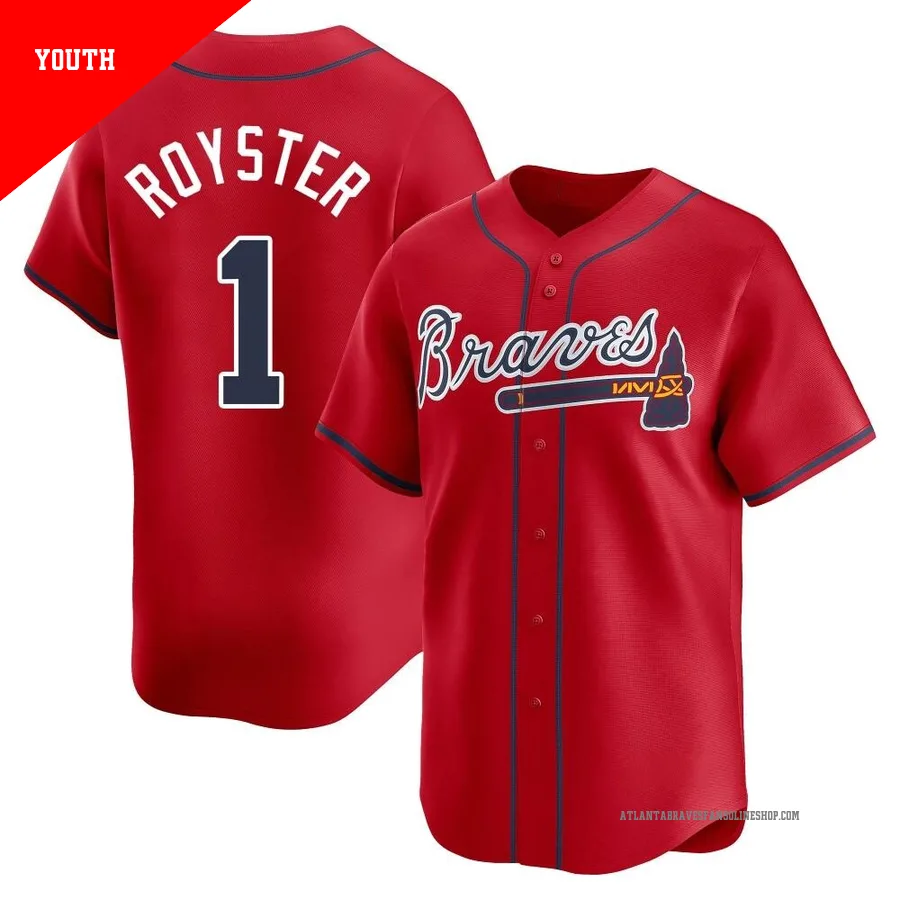 Atlanta Braves ＃1 Jerry Royster Youth Limited Alternate Jersey - Red