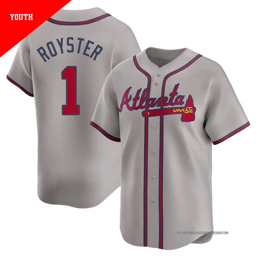 Atlanta Braves ＃1 Jerry Royster Youth Limited Away Jersey - Gray