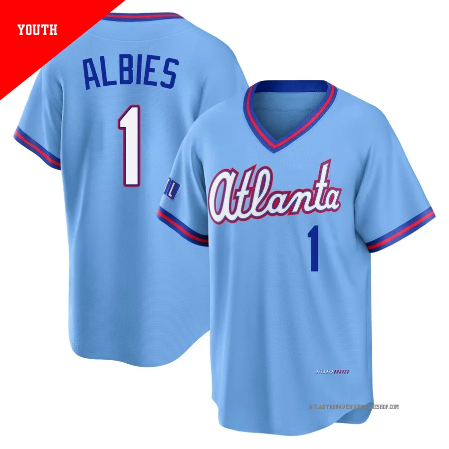 Atlanta Braves ＃1 Ozzie Albies Youth Limited Powder 2026 City Connect Stadium Jersey - Blue