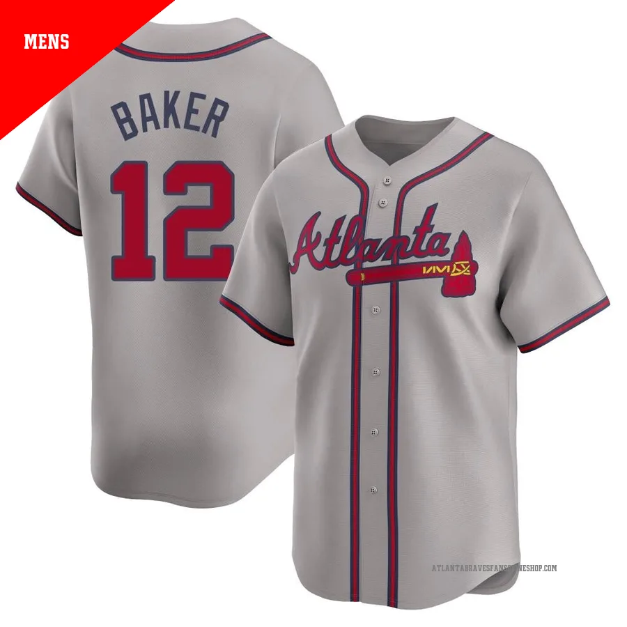 Atlanta Braves ＃12 Dusty Baker Men's Limited Away Jersey - Gray