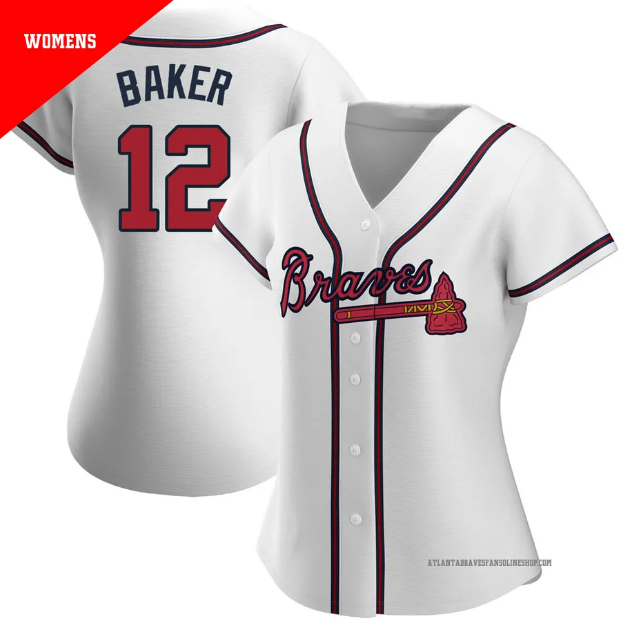 Atlanta Braves ＃12 Dusty Baker Women's Authentic Home Jersey - White