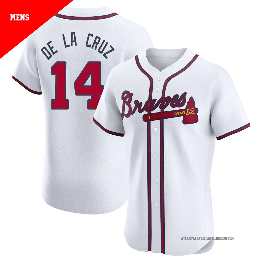 Atlanta Braves ＃14 Bryan De La Cruz Men's Elite Home Jersey - White