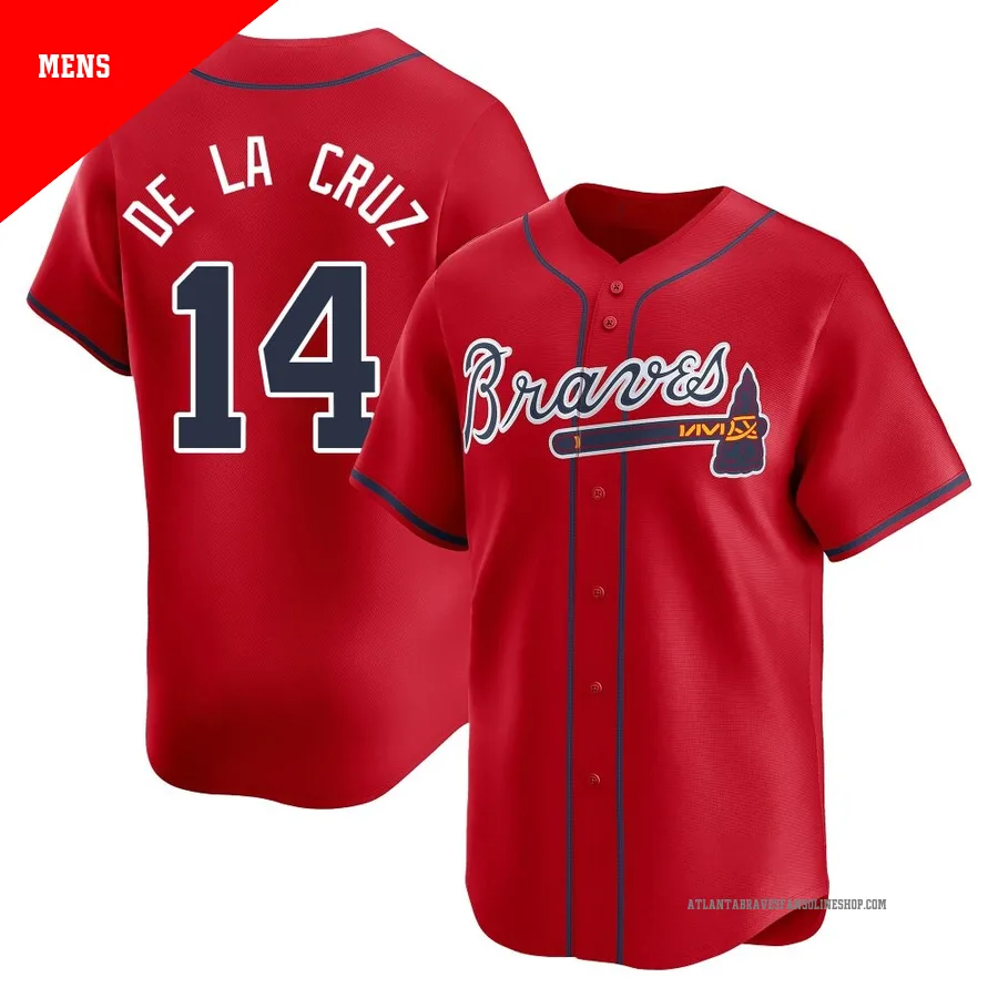 Atlanta Braves ＃14 Bryan De La Cruz Men's Limited Alternate Jersey - Red