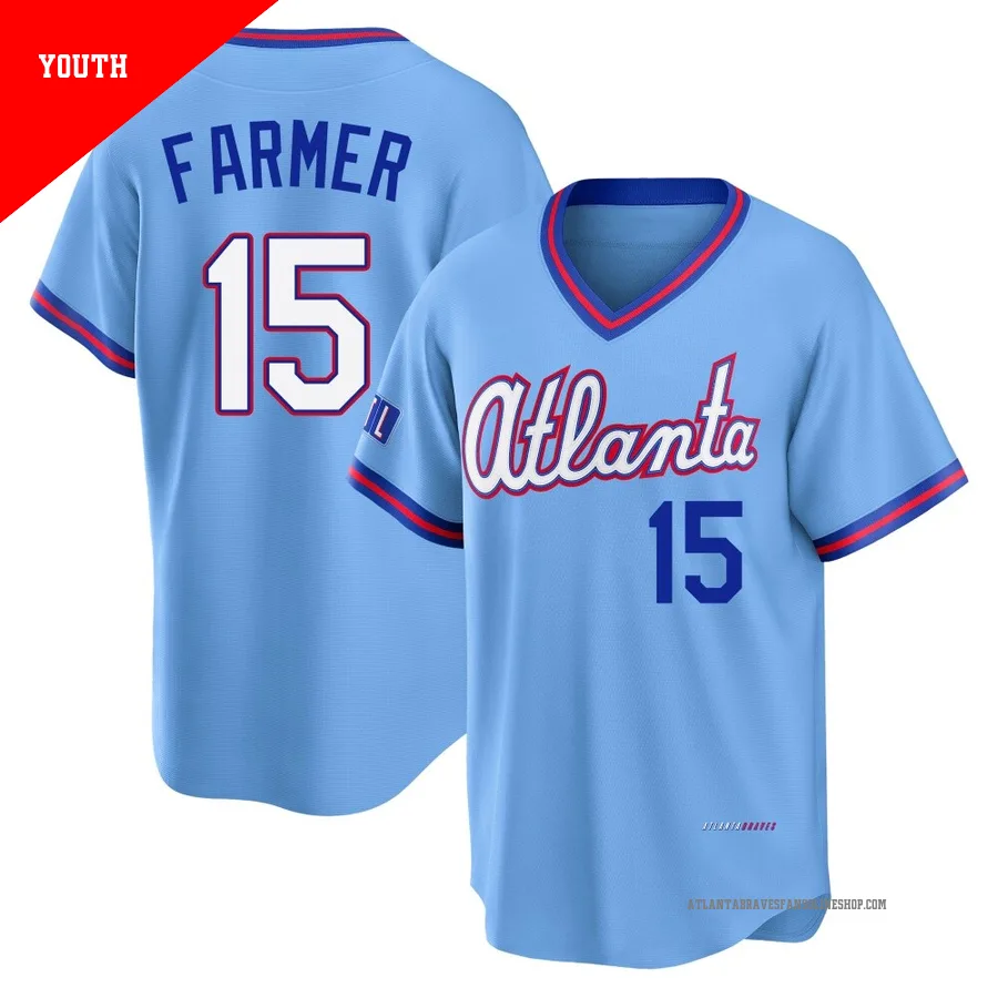 Atlanta Braves ＃15 Kyle Farmer Youth Limited Powder 2026 City Connect Stadium Jersey - Blue