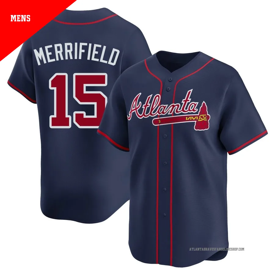 Atlanta Braves ＃15 Whit Merrifield Men's Limited Alternate Jersey - Navy
