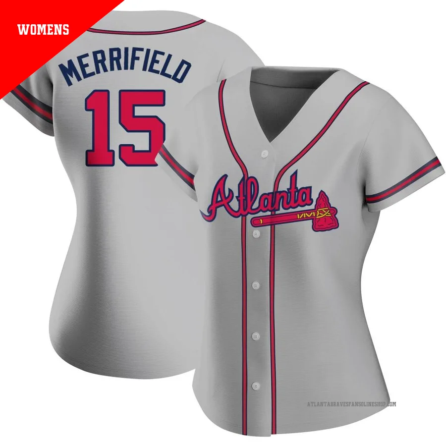 Atlanta Braves ＃15 Whit Merrifield Women's Authentic Road Jersey - Gray
