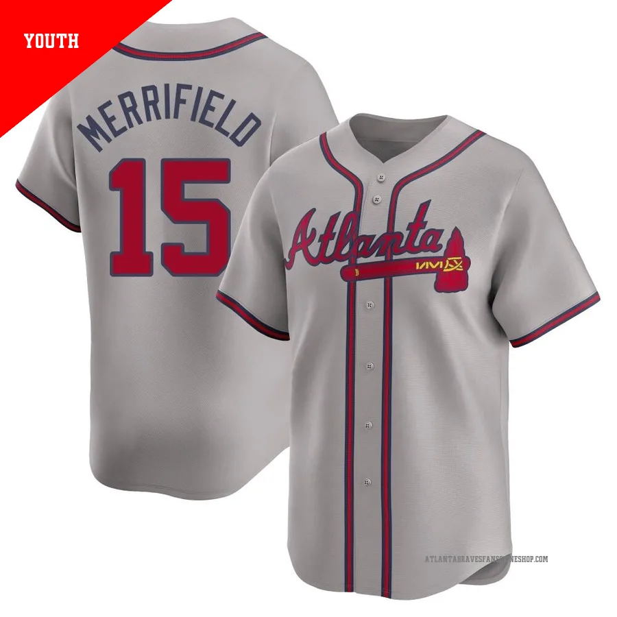 Atlanta Braves ＃15 Whit Merrifield Youth Limited Away Jersey - Gray