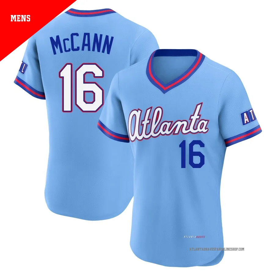 Atlanta Braves ＃16 Brian McCann Men's Authentic Powder 2026 City Connect Stadium Jersey - Blue