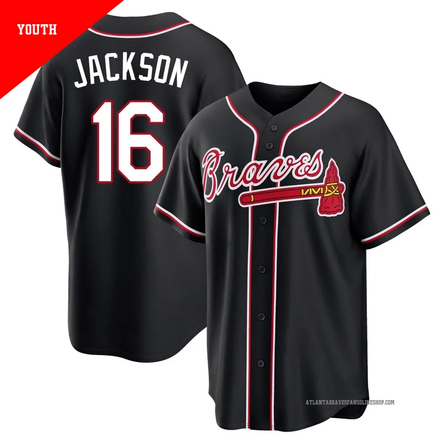Atlanta Braves ＃16 Sonny Jackson Youth Replica Fashion Out Jersey - Black