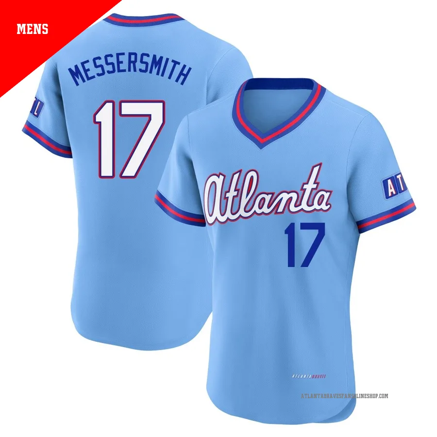 Atlanta Braves ＃17 Andy Messersmith Men's Authentic Powder 2026 City Connect Stadium Jersey - Blue