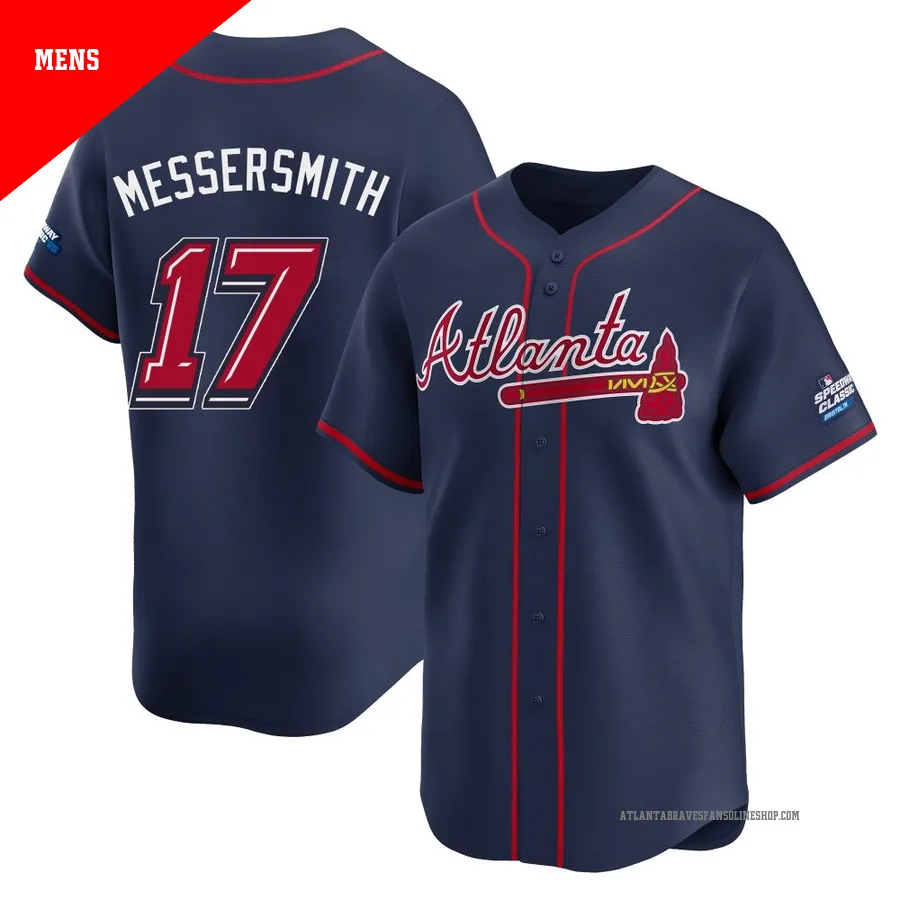 Atlanta Braves ＃17 Andy Messersmith Men's Limited 2025 Speedway Classic Alternate Jersey - Navy