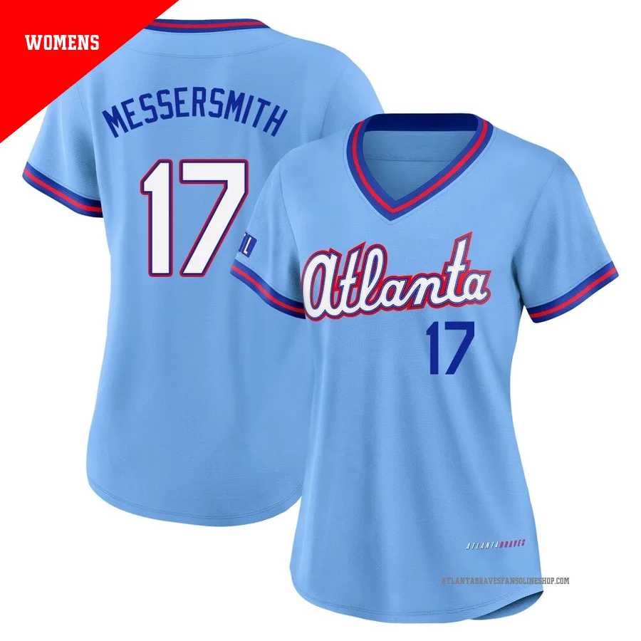 Atlanta Braves ＃17 Andy Messersmith Women's Limited Powder 2026 City Connect Stadium Jersey - Blue