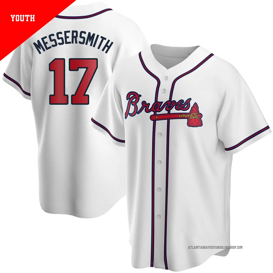Atlanta Braves ＃17 Andy Messersmith Youth Replica Home Jersey - White