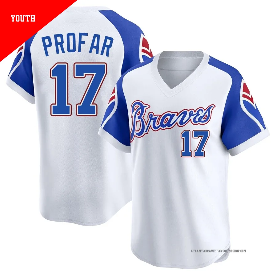 Atlanta Braves ＃17 Jurickson Profar Youth Limited Throwback Cooperstown Collection Jersey - White