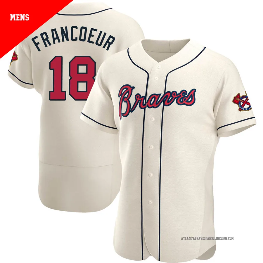 Atlanta Braves ＃18 Jeff Francoeur Men's Authentic Alternate Jersey - Cream