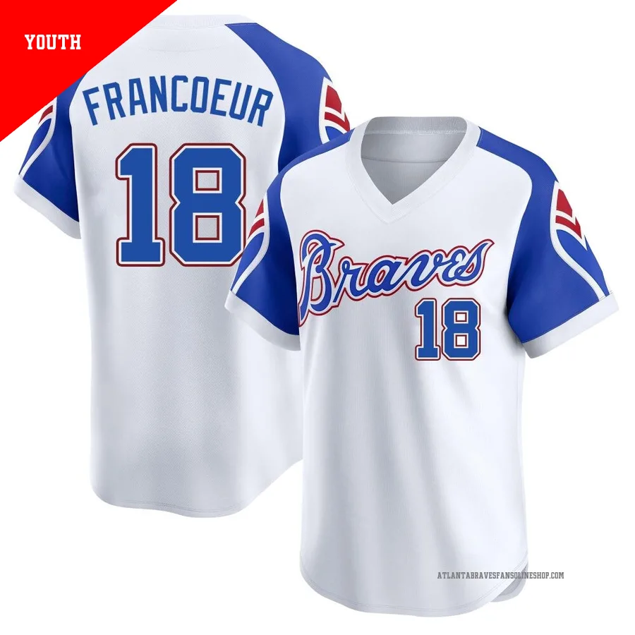 Atlanta Braves ＃18 Jeff Francoeur Youth Limited Throwback Cooperstown Collection Jersey - White