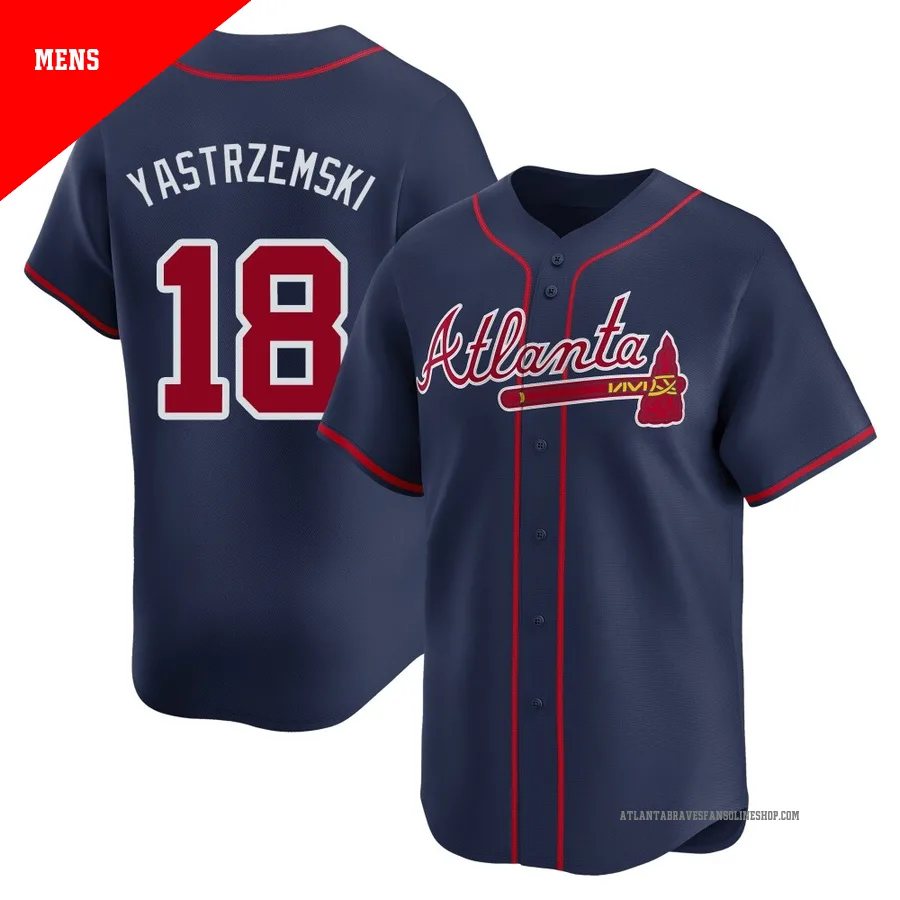 Atlanta Braves ＃18 Mike Yastrzemski Men's Limited Alternate Jersey - Navy