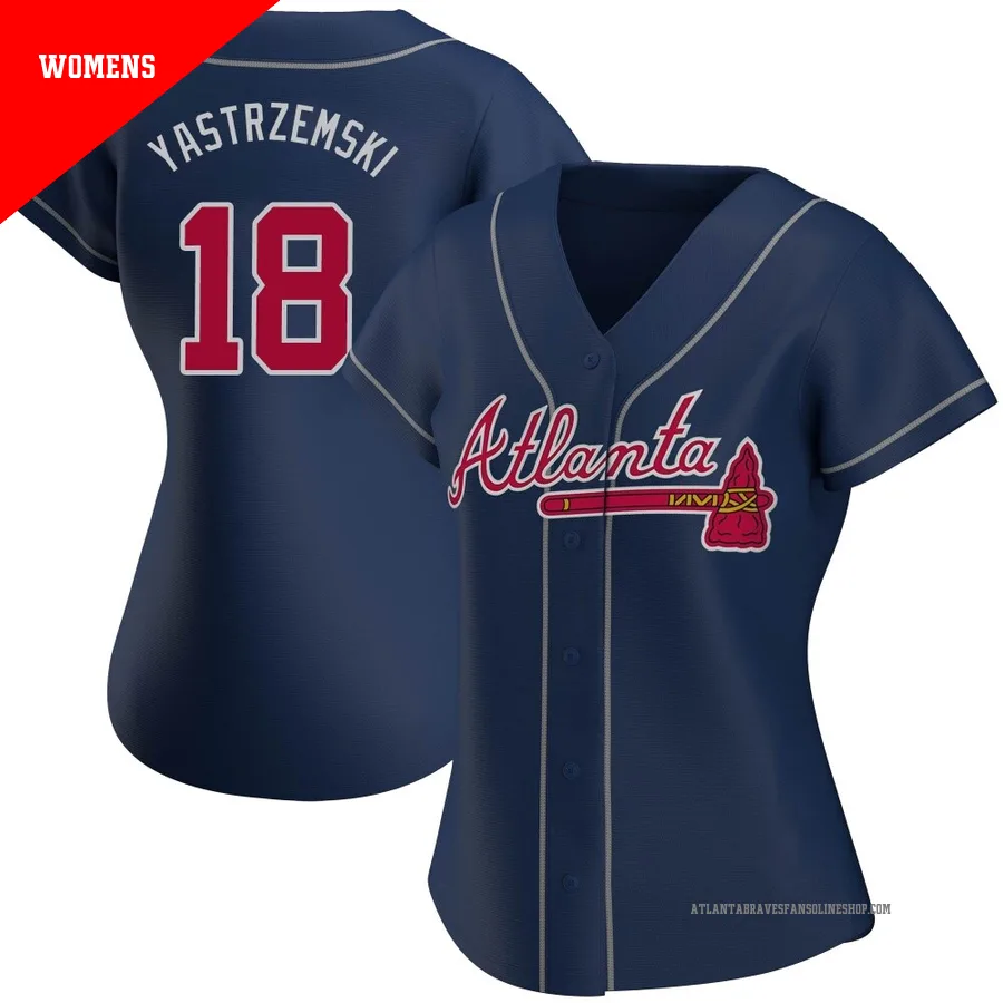 Atlanta Braves ＃18 Mike Yastrzemski Women's Replica Alternate Jersey - Navy