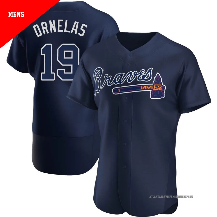 Atlanta Braves ＃19 Jonathan Ornelas Men's Authentic Alternate Team Name Jersey - Navy