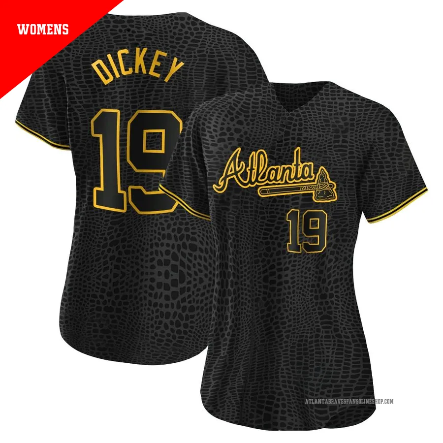 Atlanta Braves ＃19 R.A. Dickey Women's Replica Snake Skin City Jersey - Black