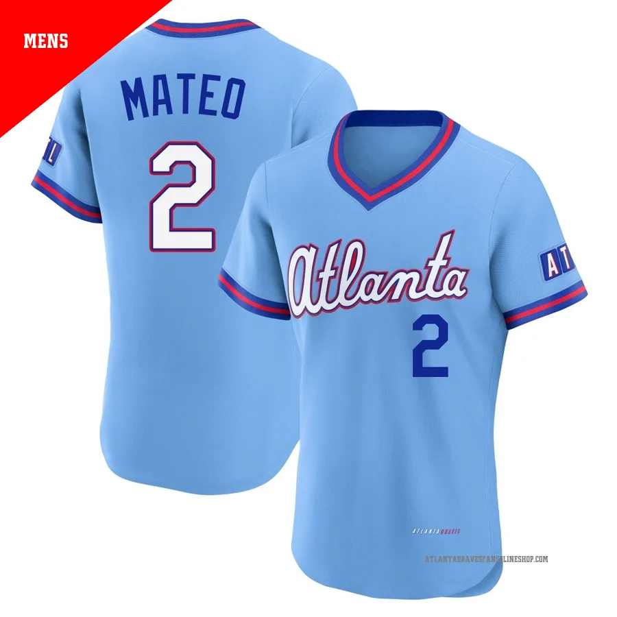 Atlanta Braves ＃2 Jorge Mateo Men's Authentic Powder 2026 City Connect Stadium Jersey - Blue