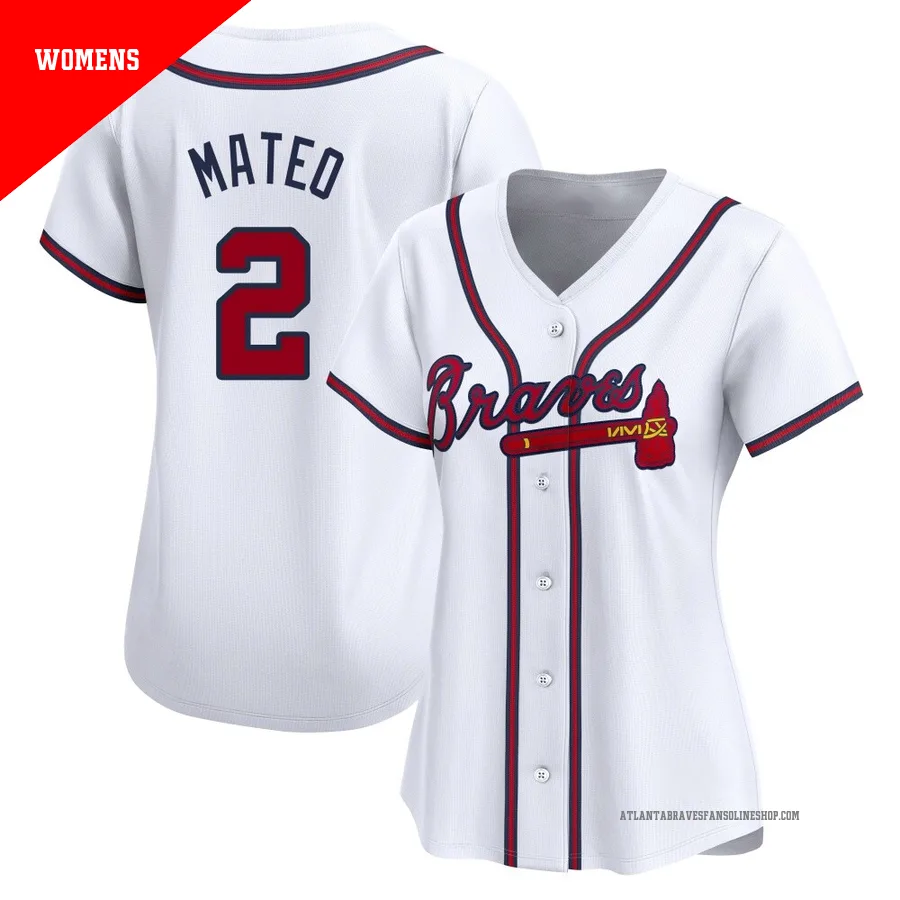 Atlanta Braves ＃2 Jorge Mateo Women's Limited Home Jersey - White