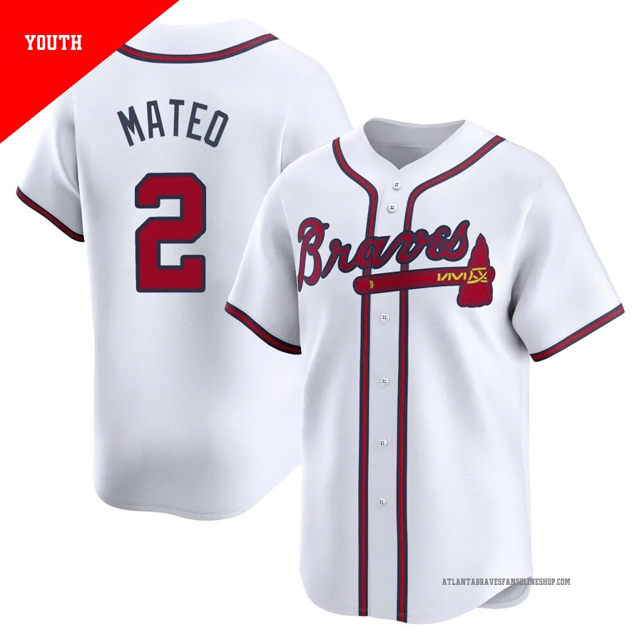 Atlanta Braves ＃2 Jorge Mateo Youth Limited Home Jersey - White