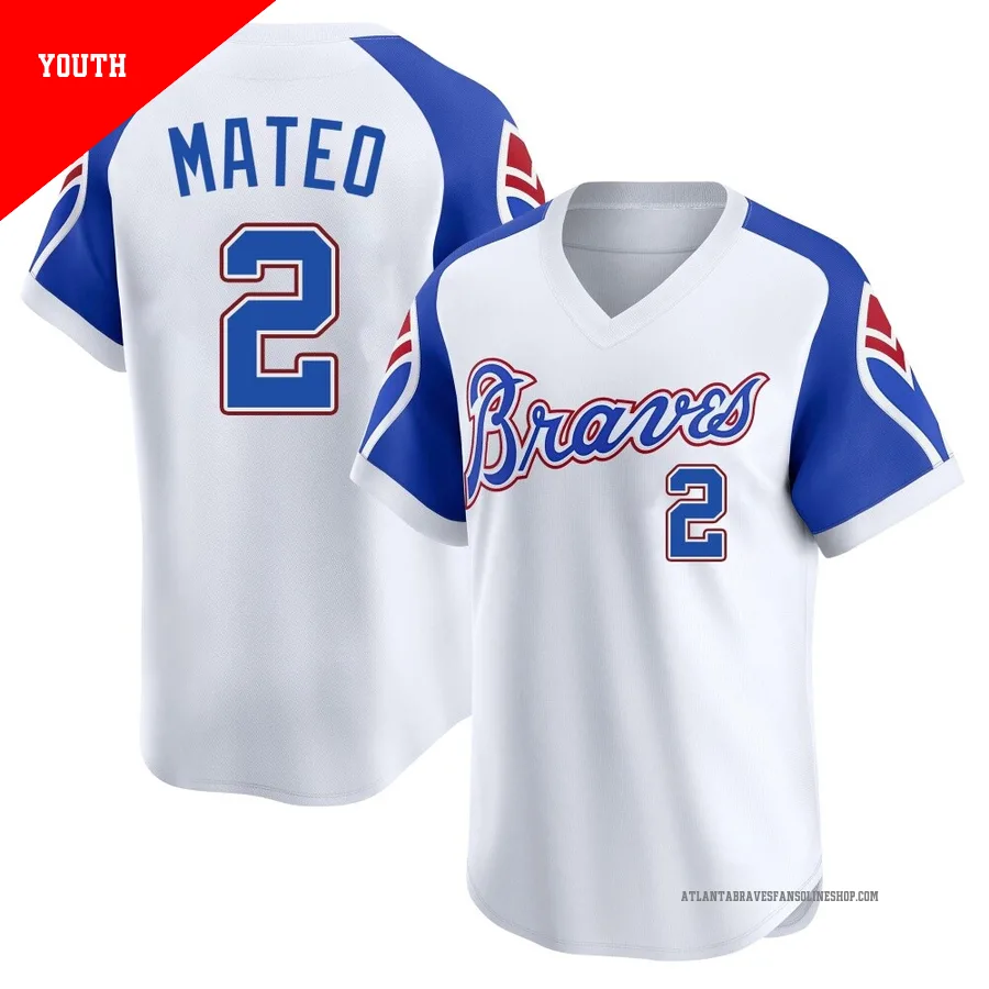 Atlanta Braves ＃2 Jorge Mateo Youth Limited Throwback Cooperstown Collection Jersey - White