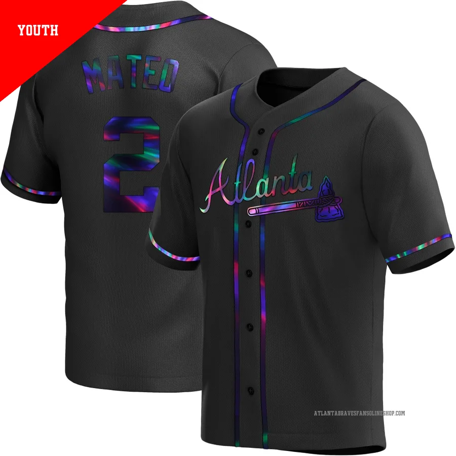 Atlanta Braves ＃2 Jorge Mateo Youth Replica Holographic Alternate Jersey - Black