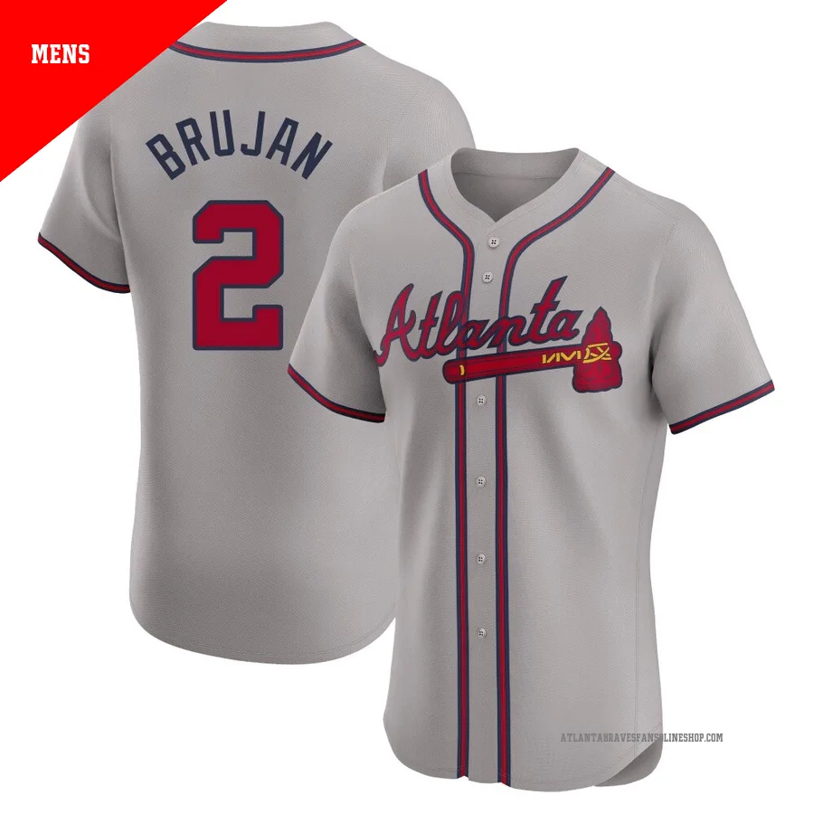 Atlanta Braves ＃2 Vidal Brujan Men's Elite Road Jersey - Gray