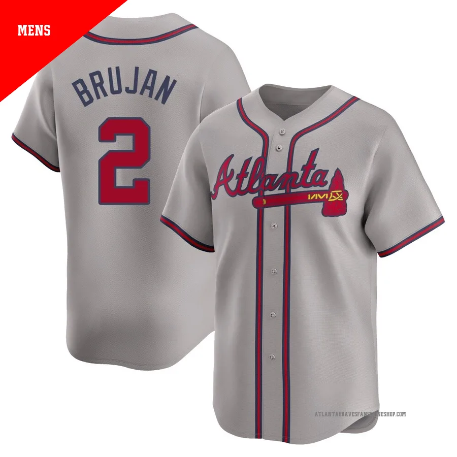 Atlanta Braves ＃2 Vidal Brujan Men's Limited Away Jersey - Gray