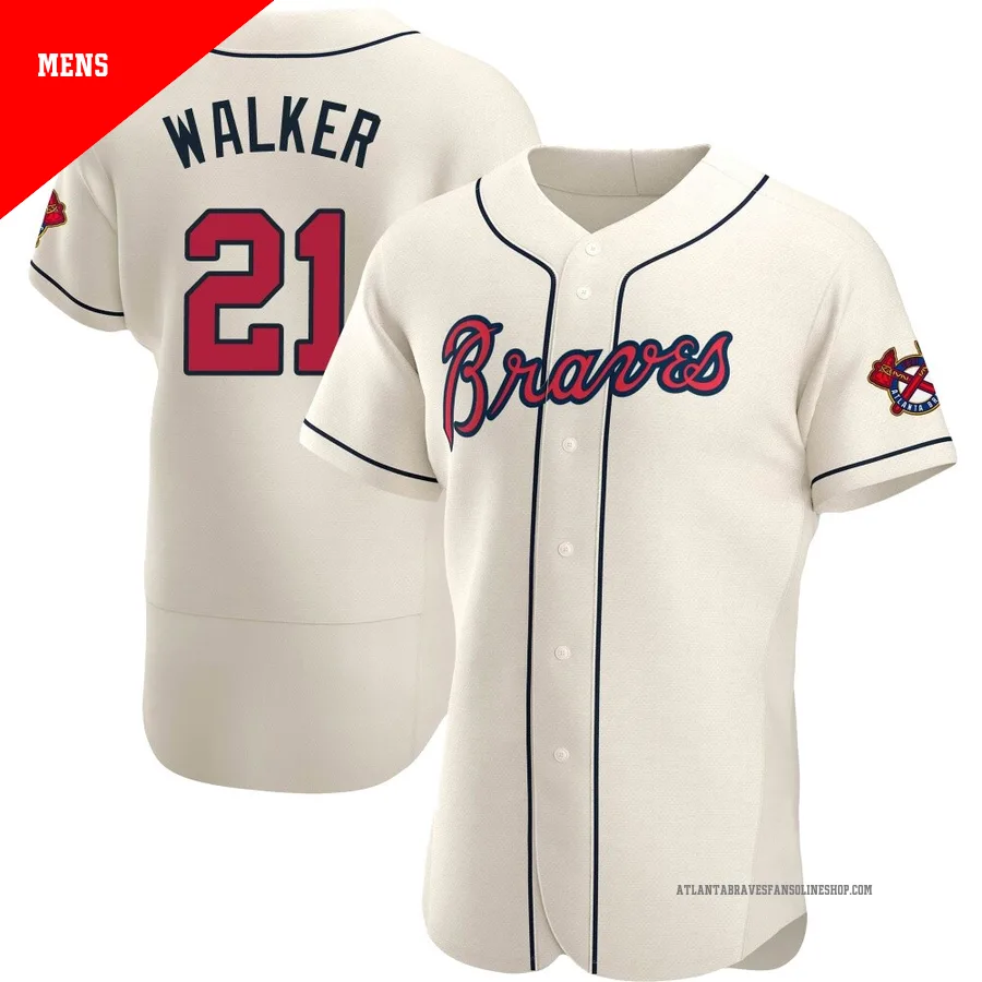 Atlanta Braves ＃21 Josh Walker Men's Authentic Alternate Jersey - Cream