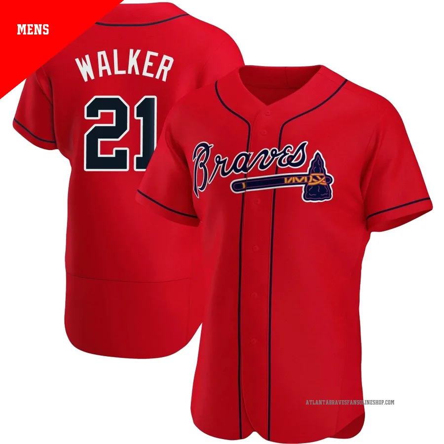 Atlanta Braves ＃21 Josh Walker Men's Authentic Alternate Jersey - Red