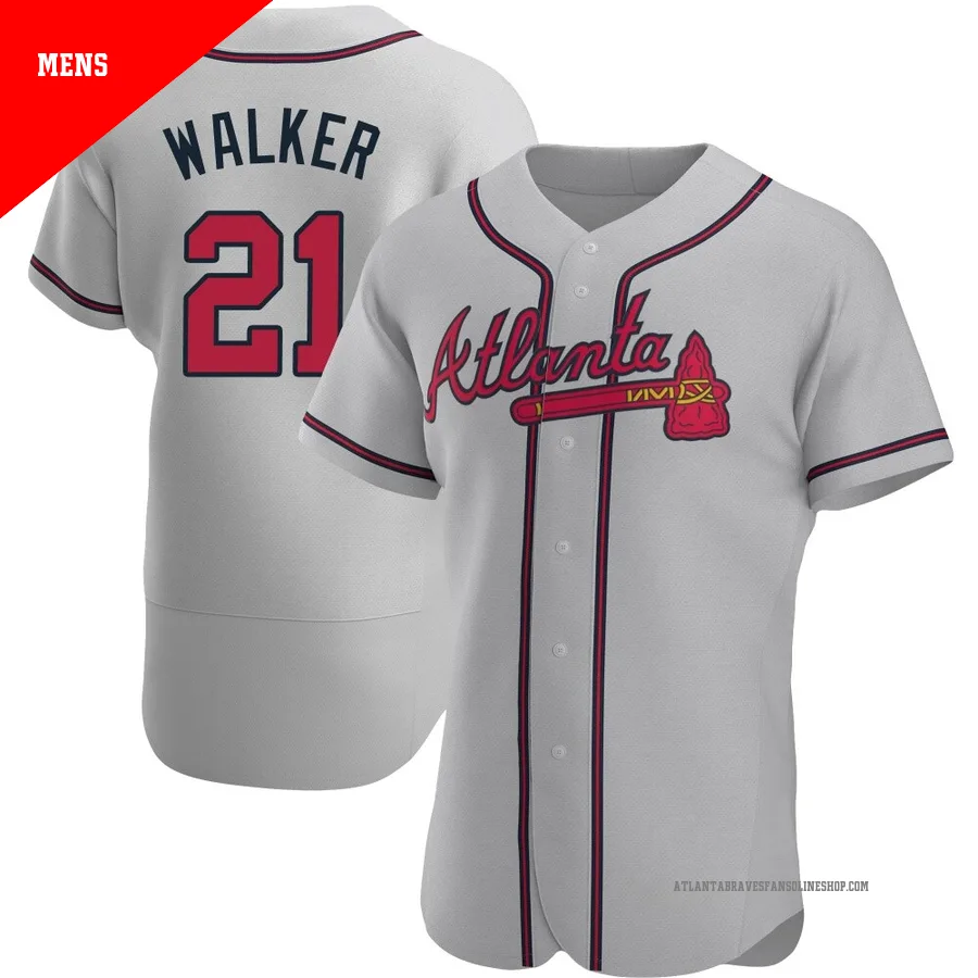Atlanta Braves ＃21 Josh Walker Men's Authentic Road Jersey - Gray