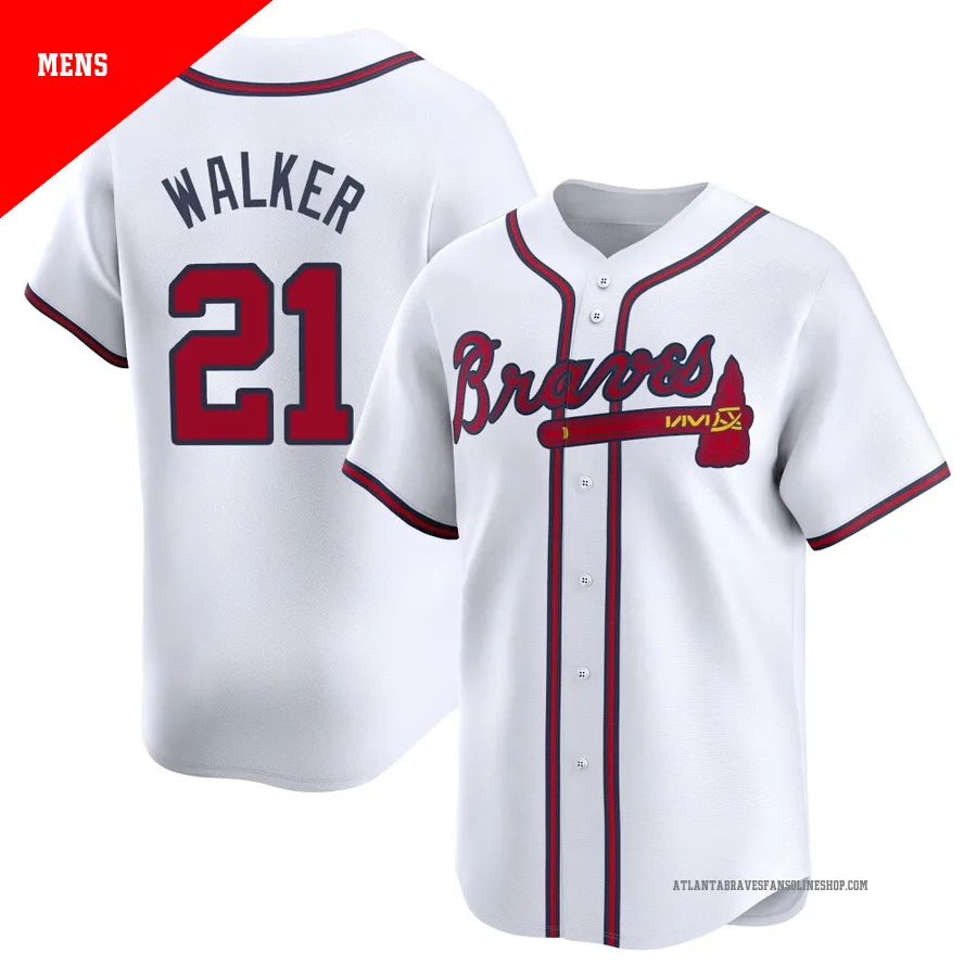 Atlanta Braves ＃21 Josh Walker Men's Limited Home Jersey - White