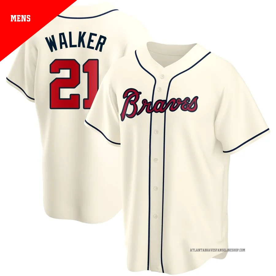 Atlanta Braves ＃21 Josh Walker Men's Replica Alternate Jersey - Cream
