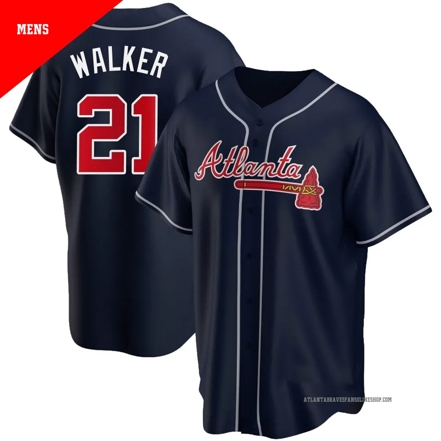 Atlanta Braves ＃21 Josh Walker Men's Replica Alternate Jersey - Navy