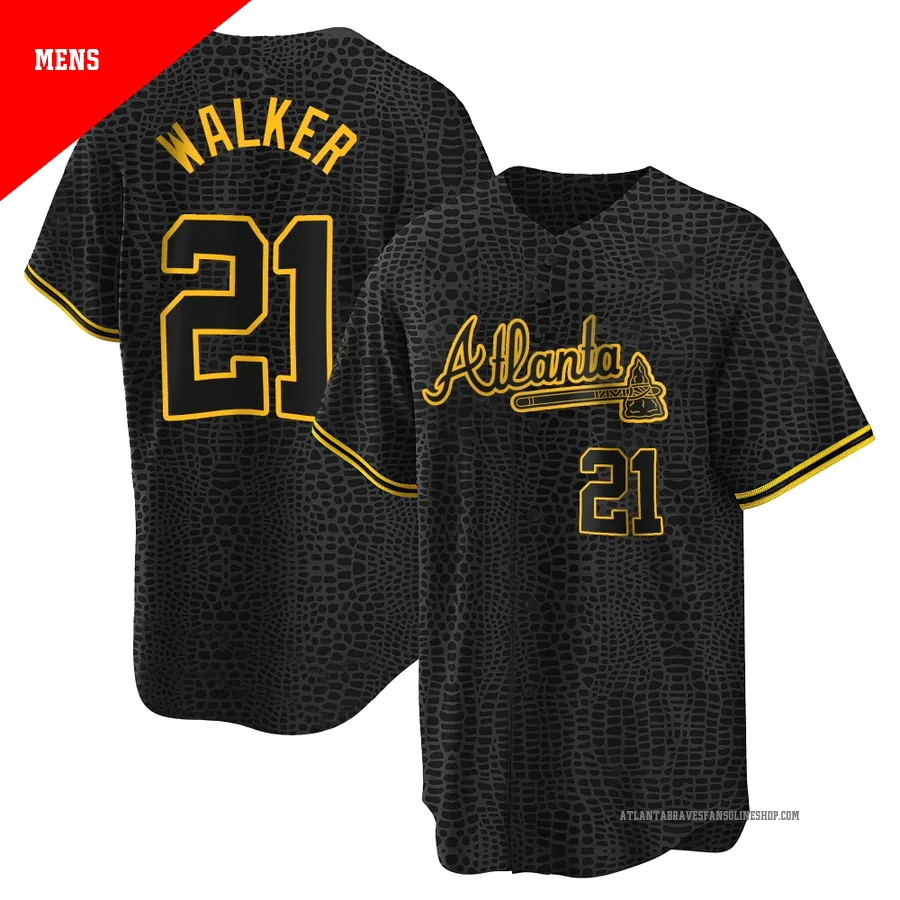 Atlanta Braves ＃21 Josh Walker Men's Replica Snake Skin City Jersey - Black