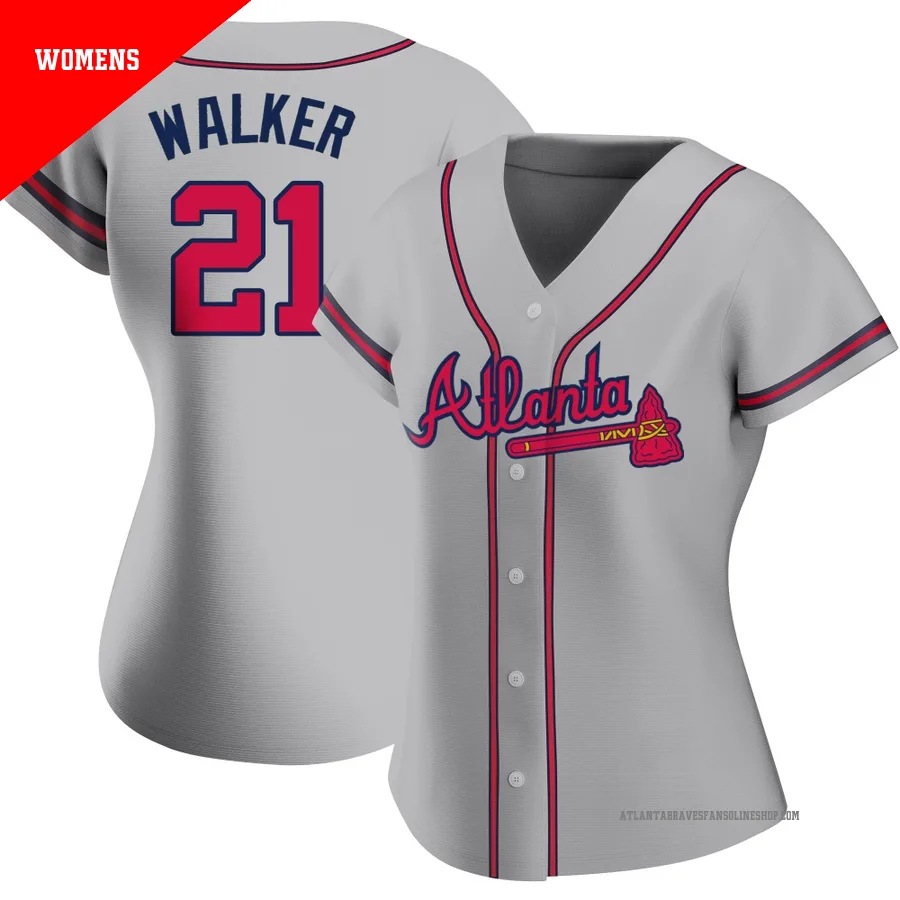Atlanta Braves ＃21 Josh Walker Women's Authentic Road Jersey - Gray