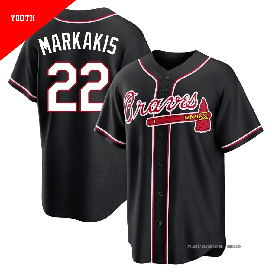 Atlanta Braves ＃22 Nick Markakis Youth Replica Fashion Out Jersey - Black