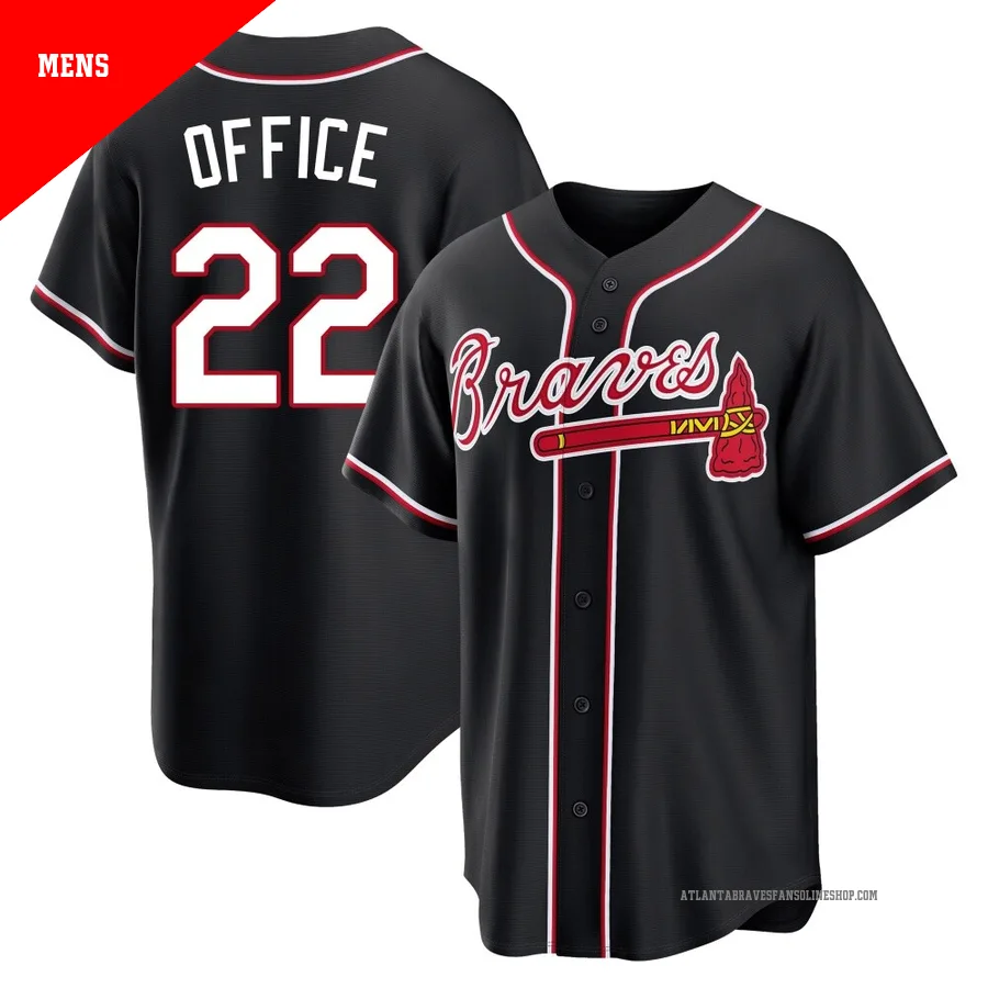 Atlanta Braves ＃22 Rowland Office Men's Replica Fashion Out Jersey - Black