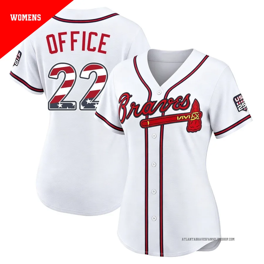 Atlanta Braves ＃22 Rowland Office Women's Limited USA 250 Fourth Of July Home Stadium Jersey - White