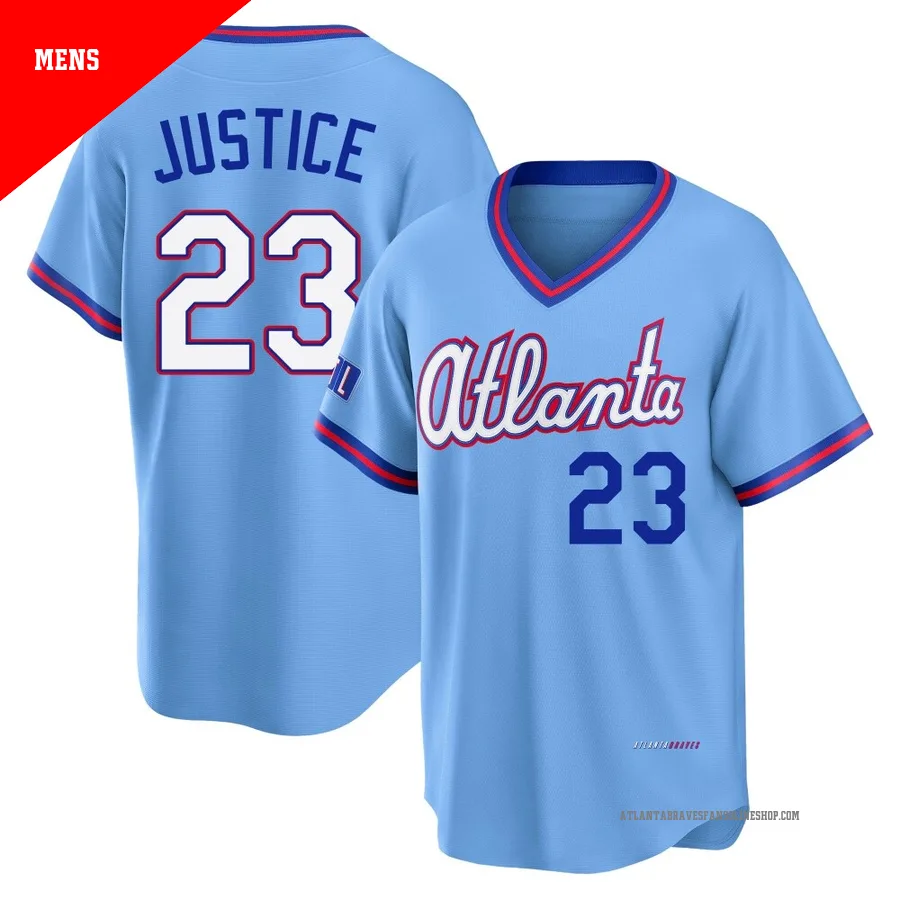 Atlanta Braves ＃23 David Justice Men's Limited Powder 2026 City Connect Stadium Jersey - Blue