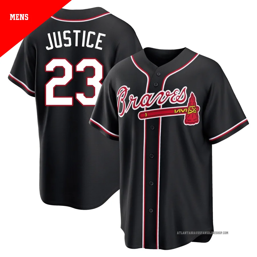 Atlanta Braves ＃23 David Justice Men's Replica Fashion Out Jersey - Black