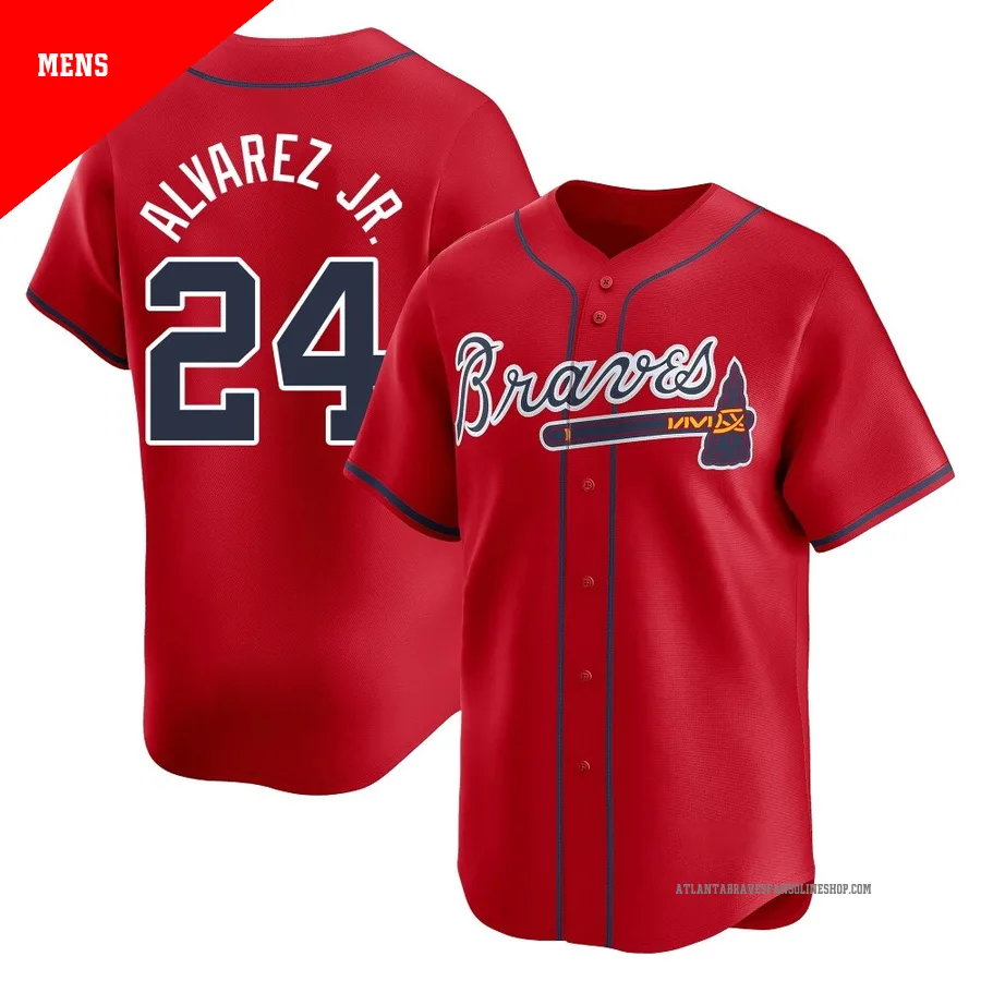 Atlanta Braves ＃24 Nacho Alvarez Jr. Men's Limited Alternate Jersey - Red